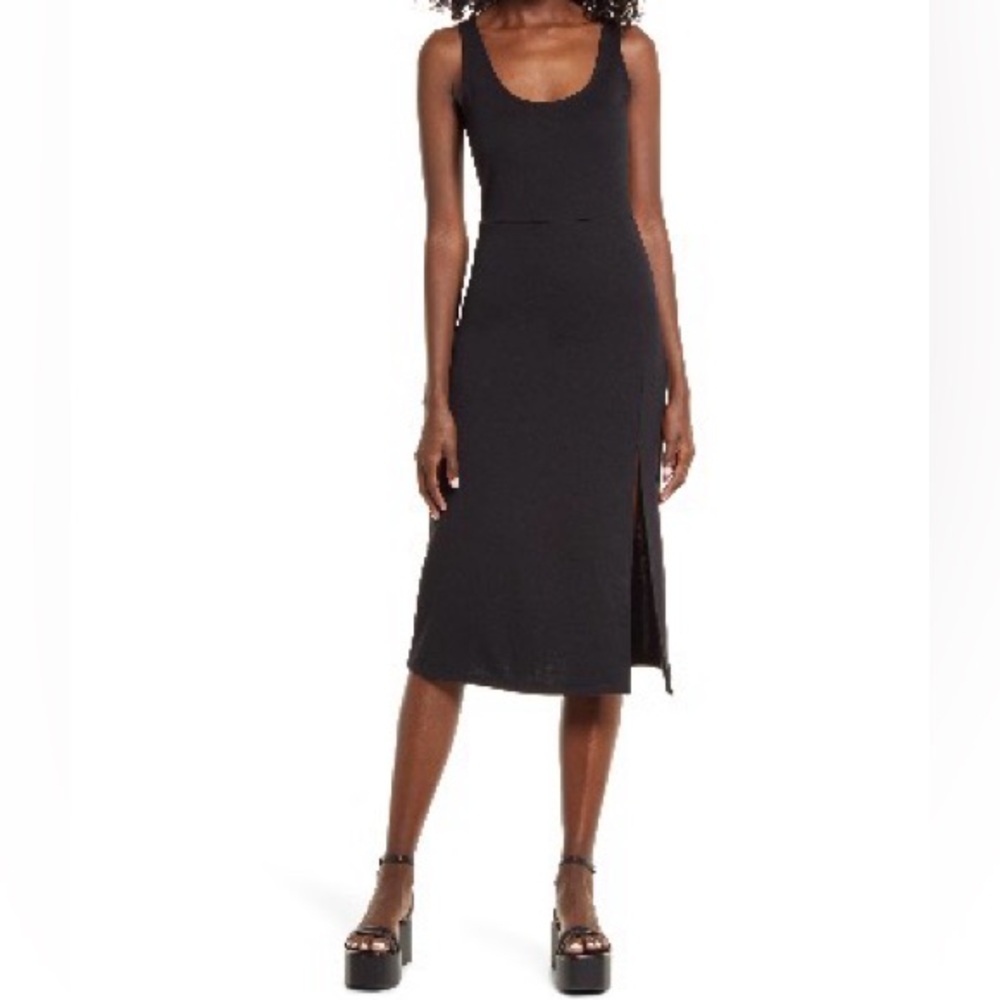 Open Edit Scoop Neck Midi Dress
